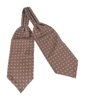 Middenbruine & wit/lichtgrijze cravat met paisley print