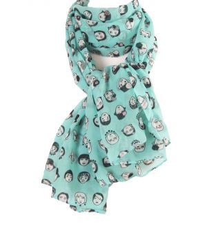 Mintgroene sjaal met fashion thema