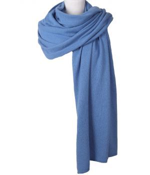 Kasjmier-blend sjaal/omslagdoek in hemelsblauw