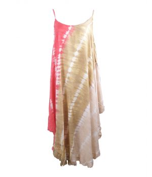 Roze-beige maxi jurk met tie-dye print