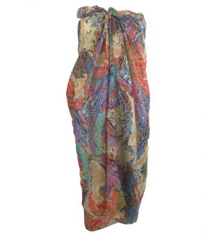 Lichtbeige sarong met ornament print