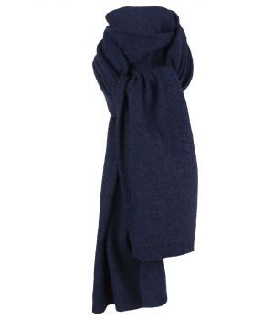 Kasjmier-blend sjaal in gemêleerd donkerblauw