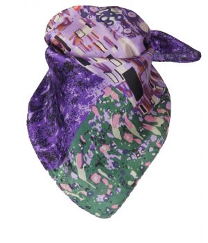 Vierkante paarse zijden "Gustav Klimt" sjaal