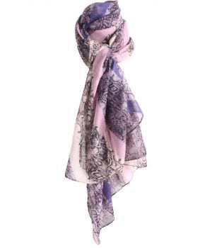 Sjaal met panter print in paars en oudroze