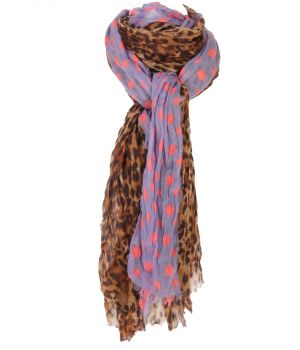 Sjaal met luipaard print en polka dot rand
