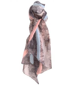 Sjaal met panter print in oudroze en lichtblauw
