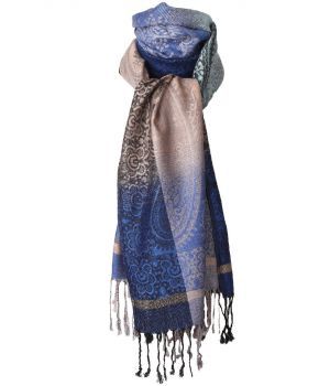 Pashmina sjaal met kleurverloop in mintgroen en kobalt