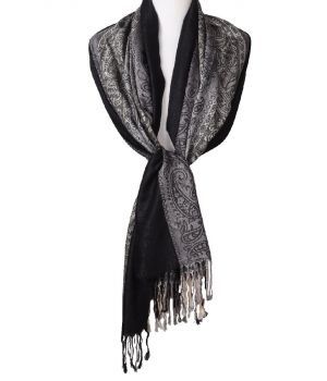 Pashmina sjaal in zwart en grijs-tinten