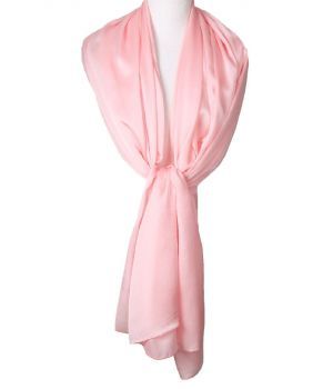 Poederroze zijde-blend sjaal