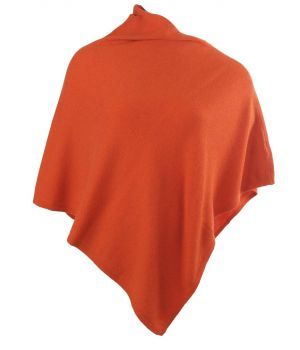Kasjmier-blend poncho in roest-oranje
