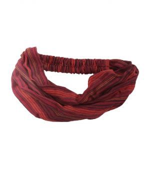Katoenen haarband met strepen in rood