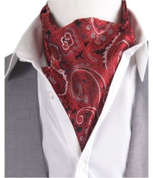 Rode cravat + pochet met paisley print