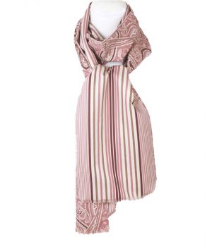 Sjaal met paisley in roze en taupe
