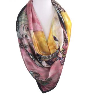 Vierkante zijden sjaal met print ''The Women Friends'' van Gustav Klimt
