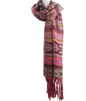 Sjaal / omslagdoek met prints in roze en bruin-tinten