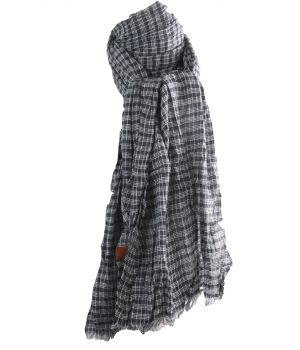 Katoenen sjaal met ruitjes in zwart