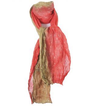 Groen/ rode crushed cotton sjaal