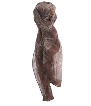 Luchtige sjaal met slangenprint in bruin-tinten