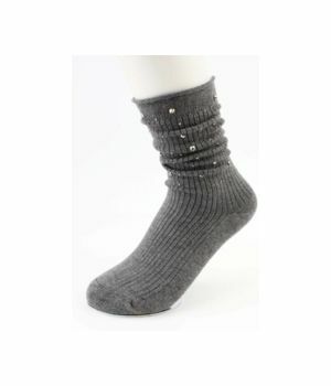 Grijze sokken met strass steentjes