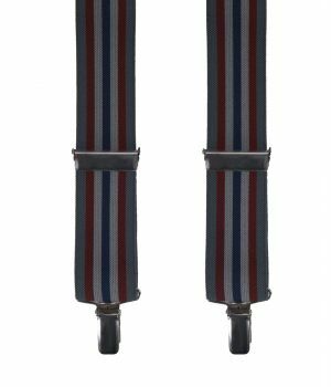 Bretels met grijs-rood-blauwe strepen