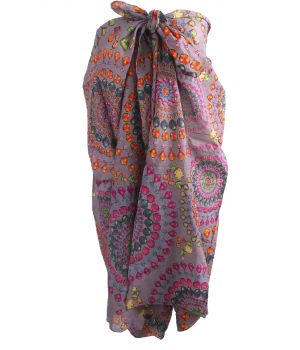 Taupe kleurige sarong met edelstenen print