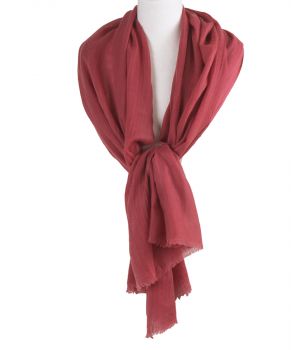 Terra-roze sjaal van een fijne kasjmier-zijde blend