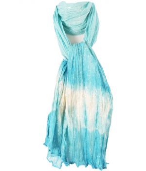 Turquoise crushed katoenen sjaal