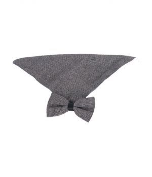 Vlinderstrik met pochet van grijs gemêleerde tweed