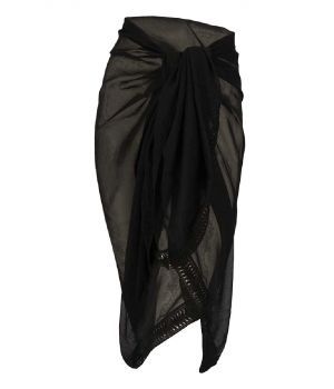 Voile sarong in zwart met gehaakt bandje