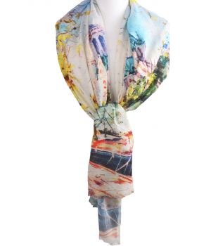 Schilderij-sjaal met afbeelding van de Seine in Parijs