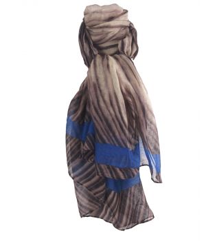 Luchtige tijgerprint sjaal in bruin en kobaltblauw