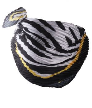 Vierkante plissé sjaal met zebra print in geel