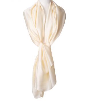 Zijde-blend sjaal in crème