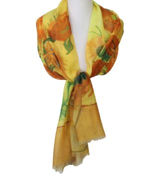Schilderij-sjaal met afbeelding ''Zonnebloemen'' van Gogh