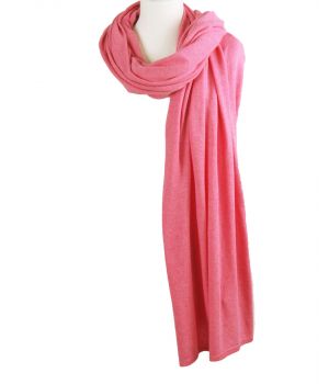 Kasjmier-blend sjaal/omslagdoek in zuurstok roze