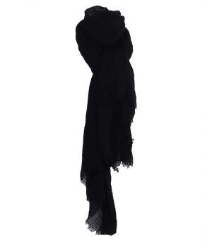 Zwarte sjaal met rafel franjes