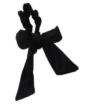 Velvet Scrunchie met strik in zwart