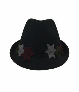Zwarte wollen fedora hoed met sterren