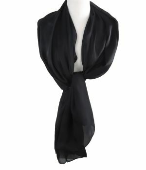 Zijde-blend sjaal in zwart