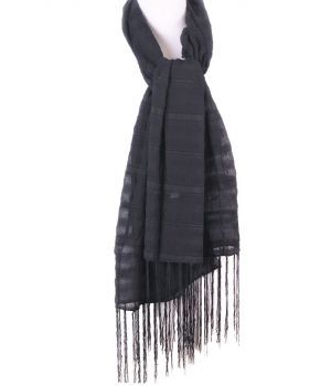 Zwarte sjaal met ingeweven strepen