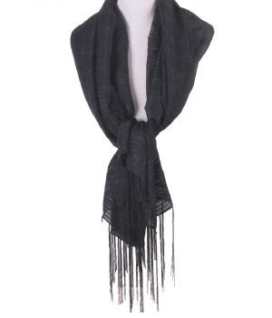 Zwarte sjaal met ingeweven strepen