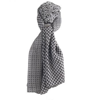 Zijden sjaal met mixed design in zwart en wit