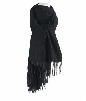 Kasjmier-blend sjaal in de kleuren zwart en grijs
