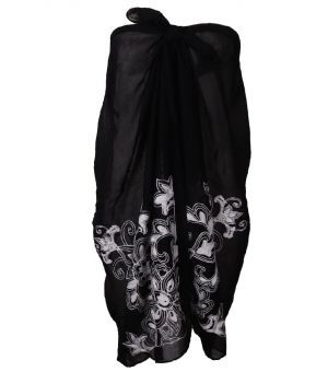 Zwarte sarong met borduursel in wit