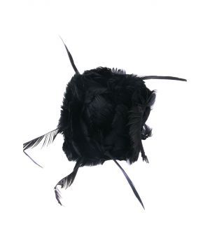 Zwarte veren bloemcorsage op speld