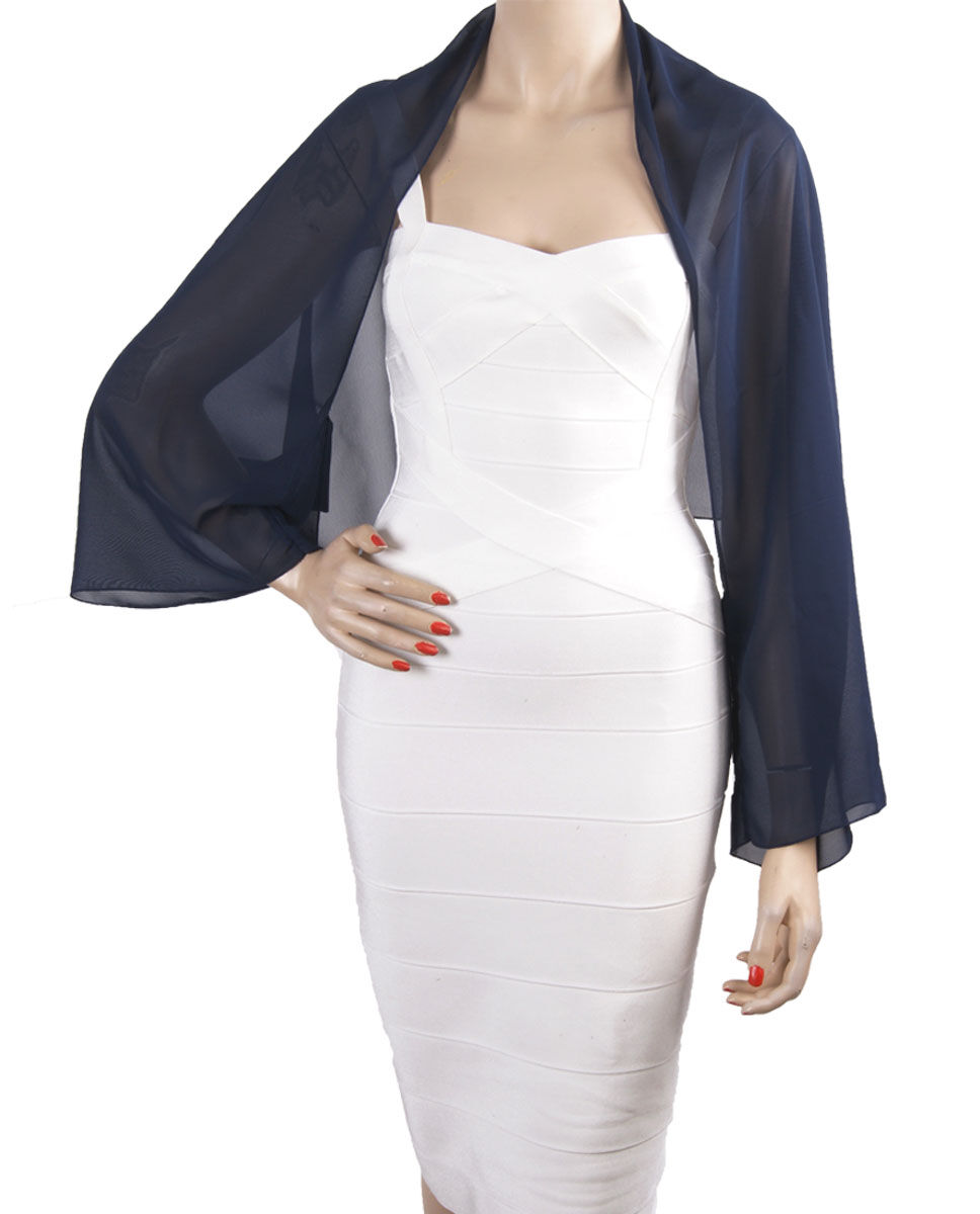 Korte Bolero Stola Van Effen Donkerblauwe Crepe Voile huismerk kopen in de aanbieding