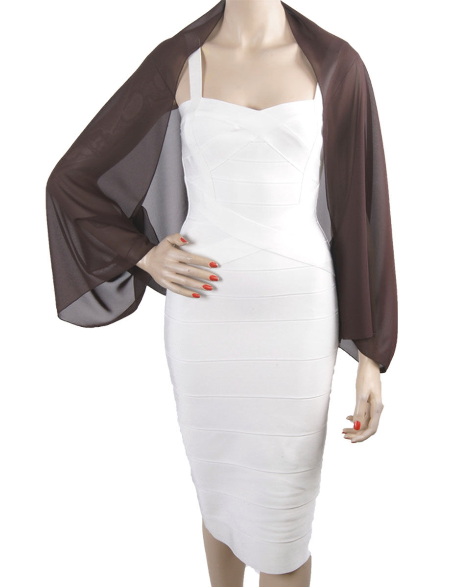 Korte Donkerbruine Crepe Voile Bolero Stola huismerk kopen in de aanbieding