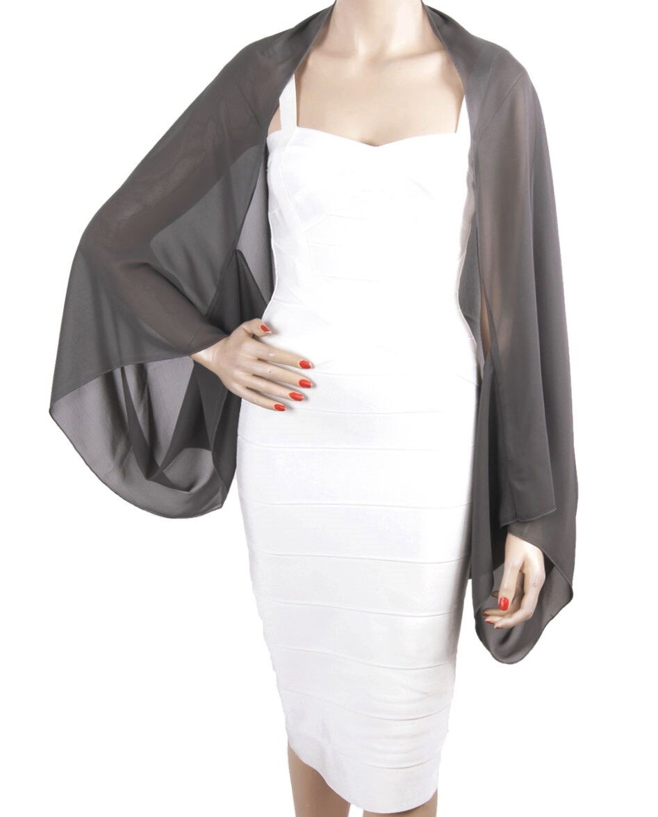 Donkergrijze Bolero Stola Van Crepe Voile huismerk kopen in de aanbieding