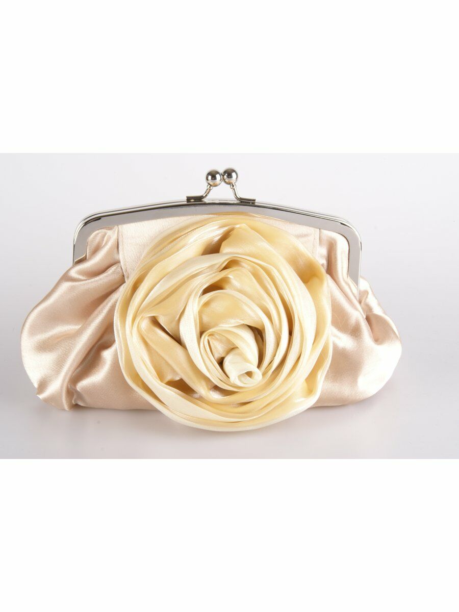 Goud Beige Satijnen Avondtasje Met Organza Roos huismerk kopen in de aanbieding