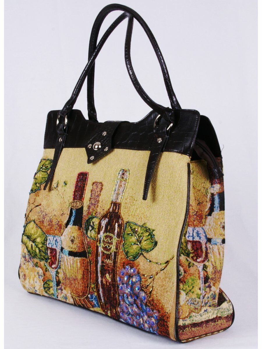 Geborduurde Gobelintas Met Wijnthema huismerk kopen in de aanbieding